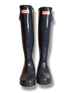 Hunter Original Tall Gloss Boots In Shale Gray Size 9